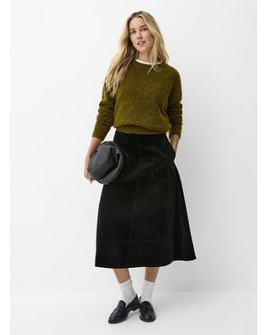 Contemporaine Flared Corduroy Skirt - White