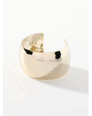 Simon's Wide Hammered Metal Open Bangle - Natural