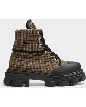 Ganni Cleated Sole Checkered Boots Women - Multicolour