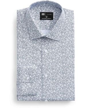 Le 31 Blue Flower Dobby Shirt Comfort Fit