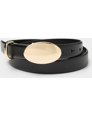 BOSS Valory Oval Buckle Matte Leather Belt - Black