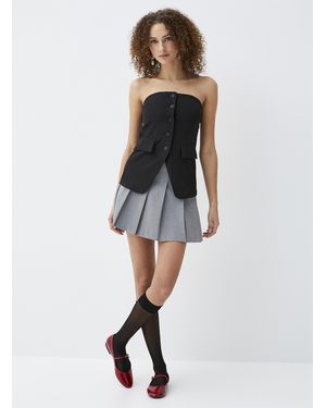 Twik Pleated Dress Skirt - Grey