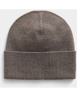 Simon's Pure Merino Wool Ribbed Tuque - Grey