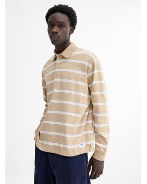 HUGO Lined Horizontal Stripe Polo - Natural