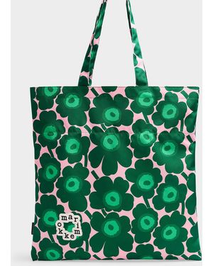 Marimekko Metka Unikko Green And Pink Tote
