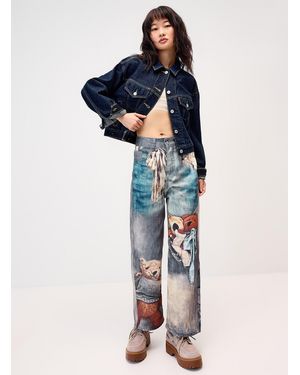 Twik Teddy Bear Print Jean - Blue