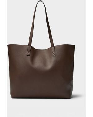 Simon's Grained Minimalist Tote Bag - Brown