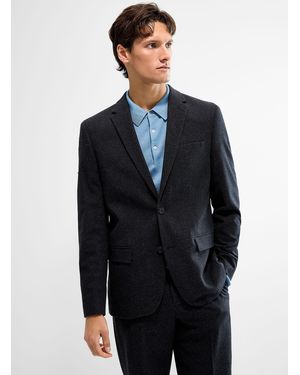 Lindbergh Stretch Felted Suit Jacket Loose Fit - Blue