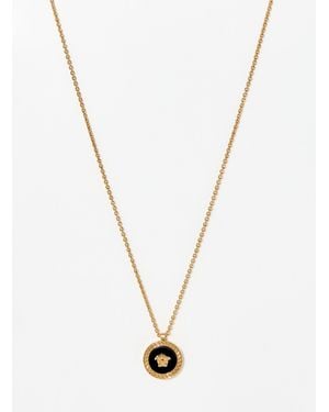 Versace Medusa Black And Gold Medallion Necklace - Metallic