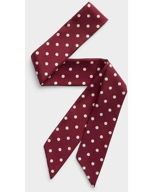 Simon's Polka Dot Narrow Scarf - Red