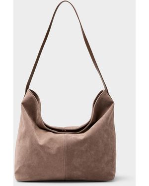 Simon's Supple Square Hobo Bag - Grey