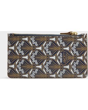 Liberty Iphis Zippered Card Case Made With Fabric - Grey