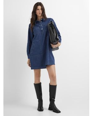 Part Two Patch Pockets Denim Dress - Blue