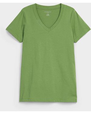 Contemporaine V-neck Organic Cotton Tunic T-shirt (women, Green, Large)