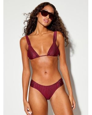 Rhythm Pacific Raspberry Shiny Ribbed Bikini - Red