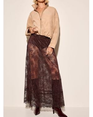 Icône Sheer Scalloped Lace Long Skirt - Multicolour