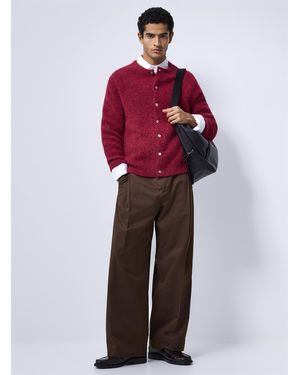 Le 31 Belted Pleated Pant Imported From Seoul Loose Fit - Red