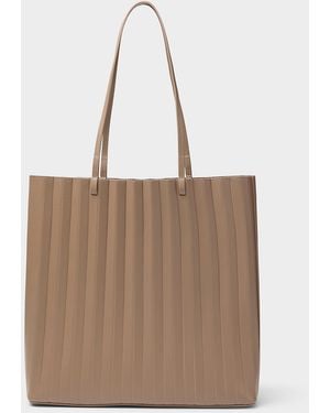 Mansur Gavriel Filo Pleated Latte Leather Tote Bag - Natural