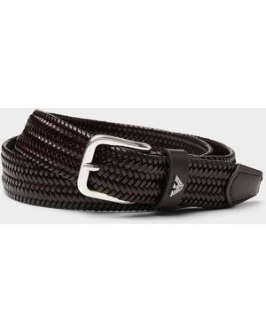 Emporio Armani Braided Leather Belt - Brown
