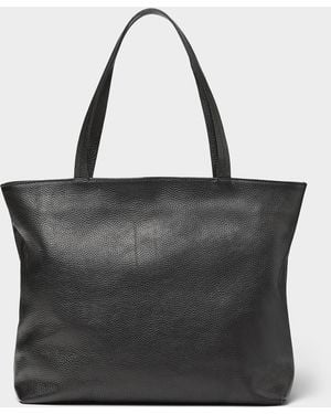 Simon's Pebbled Leather Zipped Tote Exclusive Collection From Italy - Black