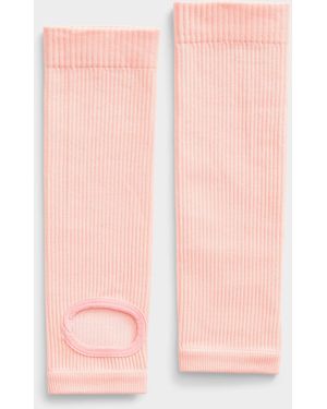Simon's Open Heel And Toe Ribbed Socks - Pink
