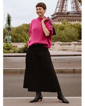 Contemporaine Pleated Belted Maxi Skirt - Black