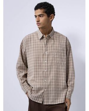 Le 31 Small Check Shirt Imported From Seoul - Grey