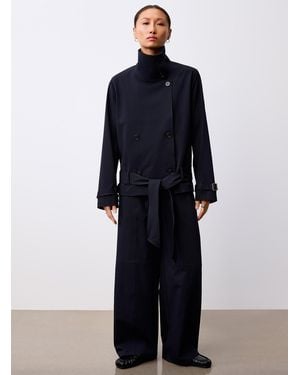 Samsøe & Samsøe Sabianca Pinstriped Navy Pant Fit: Barrel Leg, High Rise - Blue