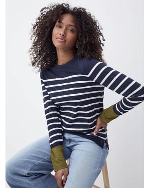 Contemporaine Striped Slub Organic Cotton T - Blue