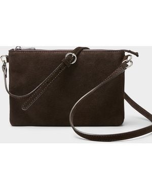 Simon's Minimalist Suede Crossbody Bag Exclusive Collection From Italy - Brown