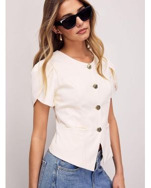Icône Golden Buttons Ruffled Vest - White