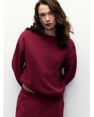 Twik Crew Neck Fleece Sweatshirt Relaxed Fit - Red