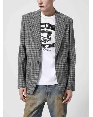 Acne Studios Pure Wool Textured Checkered Jacket - Gray