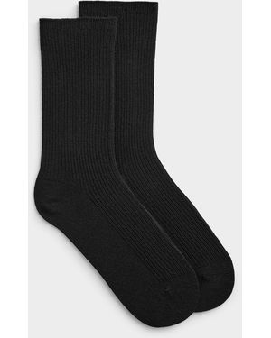 Simon's Finely Ribbed Merino Socks - Black