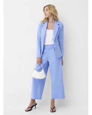 Ichi Structured Jersey Pleated Cropped Pant - Blue
