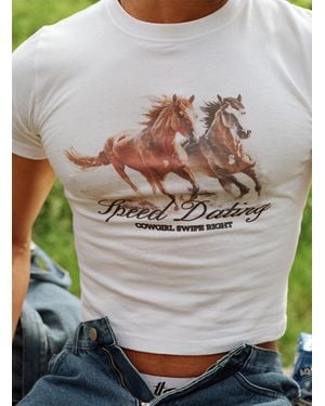 Carne Bollente Speed Dating Print Cropped T - White
