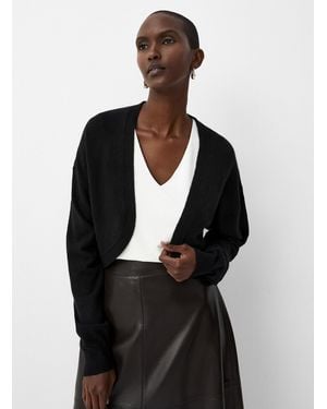 Contemporaine Wool And Cashmere Loose Bolero - Black