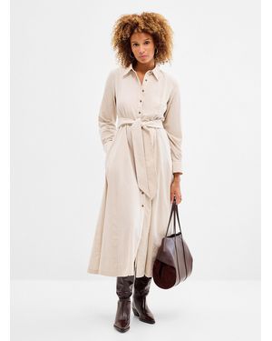 Contemporaine Fine Corduroy Shirtdress - Natural