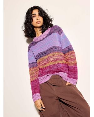 Ichi Plush Multicoloured Sweater - Purple