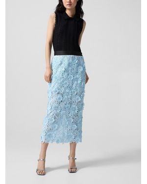 Smythe Floral Appliqué Pencil Skirt - Blue