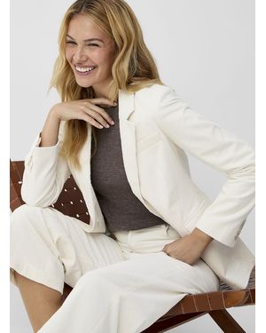 Contemporaine Marbled Buttons Corduroy Blazer - Natural