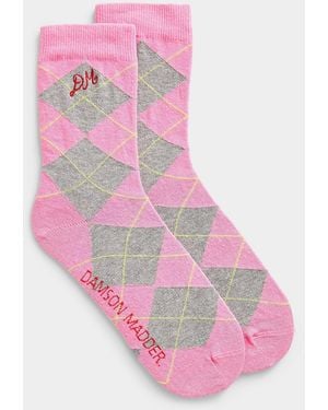 Damson Madder Grey And Green Argyle Pink Socks
