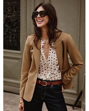 Contemporaine Golden Crest Button Blazer - Brown