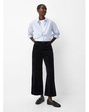 Contemporaine Marbled Buttons Corduroy Pant Fit: Wide Leg, High Rise - White