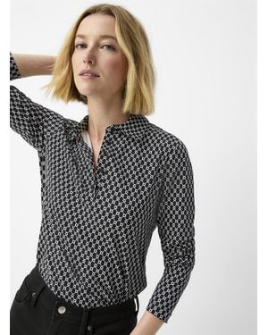 Contemporaine Patterned Jersey Polo Shirt - Grey