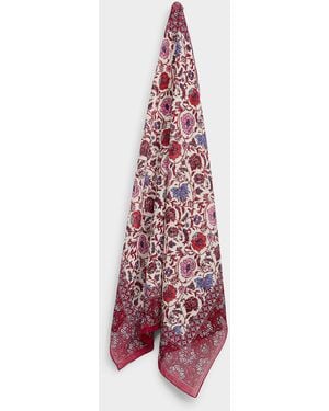 Le 31 Burgundy Floral Tie Scarf - White