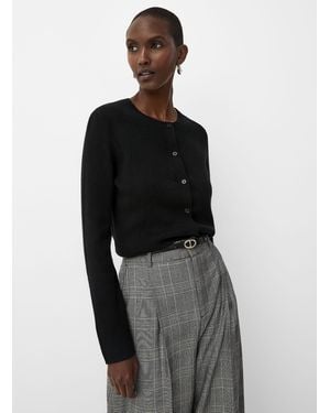 Contemporaine Wool And Cashmere Plain Cardigan - Black