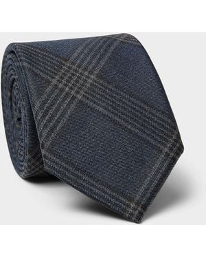 Le 31 Check Pure Wool Tie Exclusive Collection From Italy - Blue