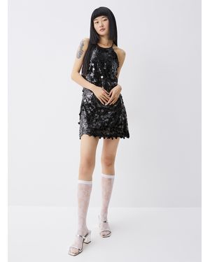 Twik Large Sequins Halter Mini - White