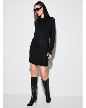 Icône Bardot Collar Gathered Waist Minidress - Black